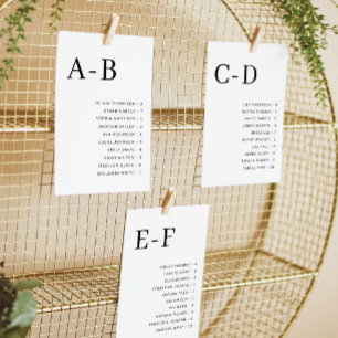 Classic Alphabetical Wedding Seating Chart Card