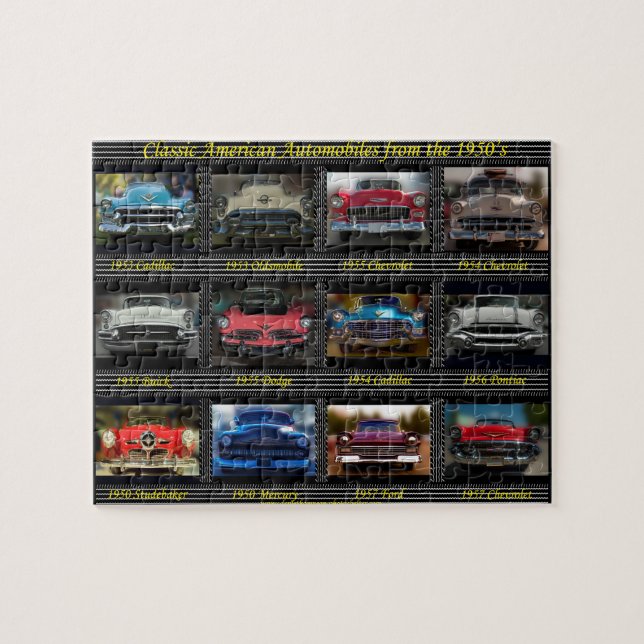Classic American automobiles from the 1950's. Jigsaw Puzzle (Horizontal)