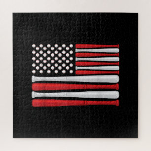 Classic American Baseball Flag - Vintage Baseball Jigsaw Puzzle