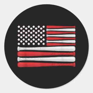 Classic American Baseball Flag - Vintage Baseball Round Sticker