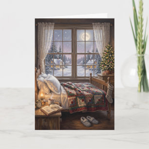 Classic American Bedroom Christmas Eve Holiday Card