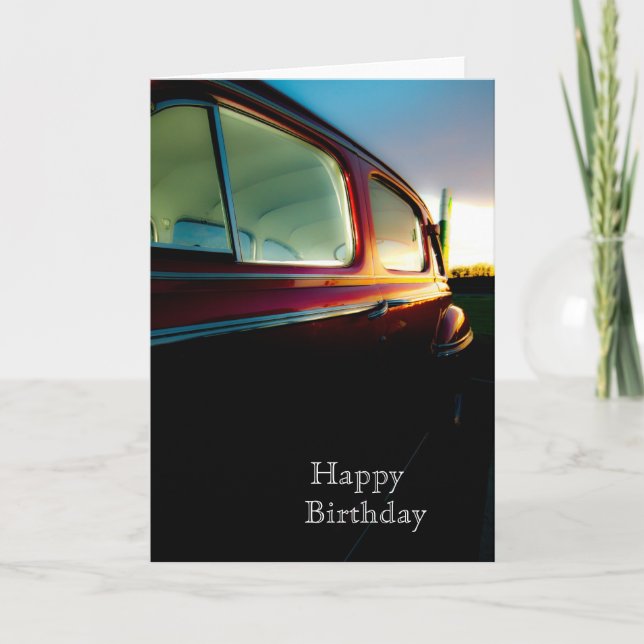 Classic American Car Happy Birthday Card (Front)