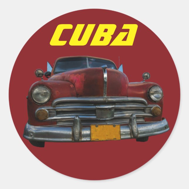 Classic American car in Cuba Classic Round Sticker (Front)