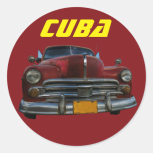 Classic American car in Cuba Round Sticker