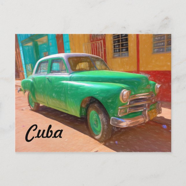 Classic American car in Havana, Cuba postcard (Front)