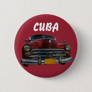 Classic American car in Vinales, Cuba 6 Cm Round Badge