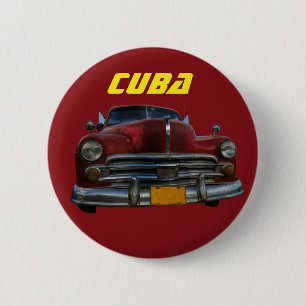 Classic American car in Vinales, Cuba 6 Cm Round Badge