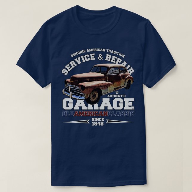 Classic American cars Garage T-Shirt (Design Front)
