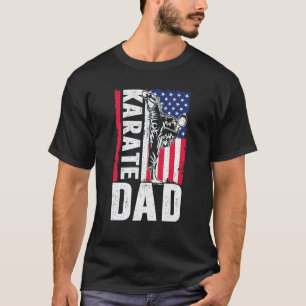 Classic American Flag Karate Dad Silhouette 4th Of T-Shirt