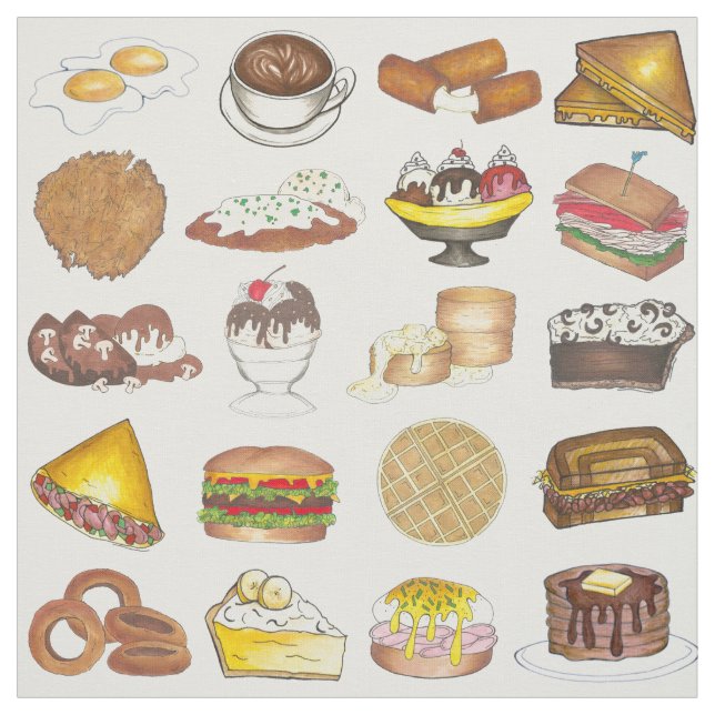 Classic American Lunch Counter Greasy Spoon Diner Fabric (Swatch)