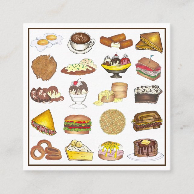 Classic American Lunch Counter Greasy Spoon Diner Square Business Card (Front)