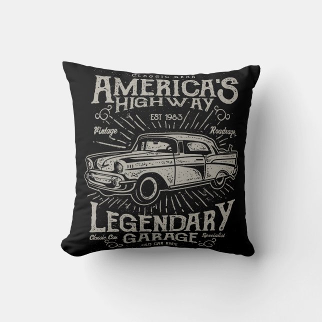 Classic American Muscle Car | Hotrod's Highway Cushion (Front)