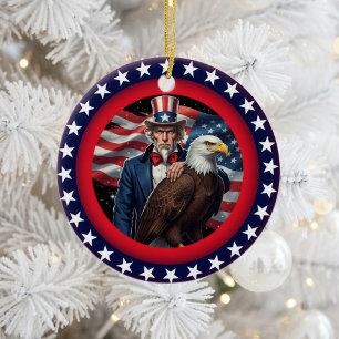 Classic American Patriotism Ceramic Ornament
