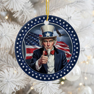 Classic American Patriotism Ceramic Ornament