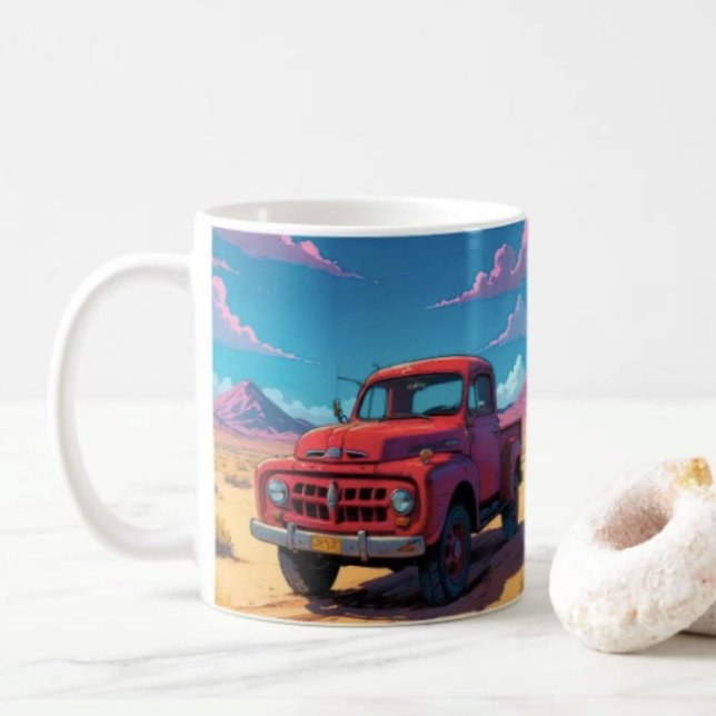 Classic American Pickup  Coffee Mug (Retro Red Pickup Truck mug available in 11 oz & 15 oz. Microwave and dishwasher safe. 
)