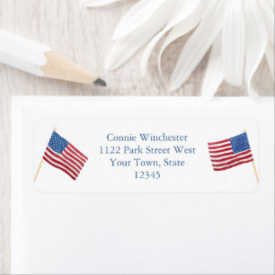 Classic American Porch Flag July 4 Return Address Label