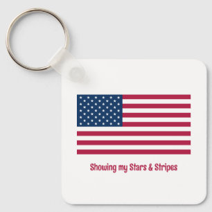 Classic American Pride with Flag Name Saying Event Key Ring