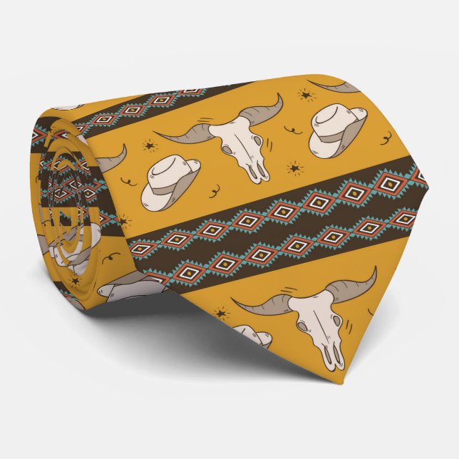 Classic American Western themed pattern Tie (Rolled)
