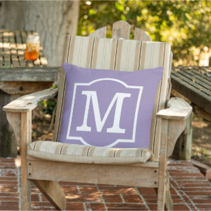 Classic Amethyst Purple Custom Monogram Letter Outdoor Cushion