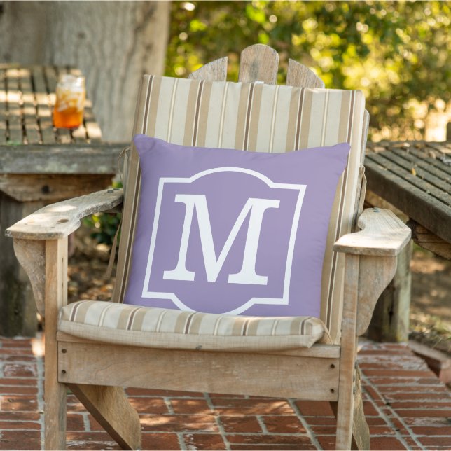 Classic Amethyst Purple Custom Monogram Letter Outdoor Cushion (Chair)