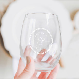 Classic Ampersand Personalised Wedding Stemless Wine Glass