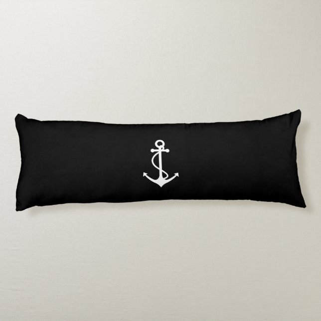 Classic Anchor Black and White Nautical Design Body Cushion (Back)
