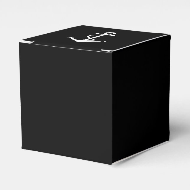 Classic Anchor Black and White Nautical Design Favour Box (Front Side)