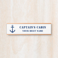 Classic Anchor Captain's Cabin & Boat Name White