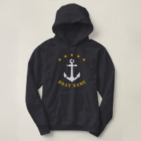 Classic Anchor Gold Star Boat Name Grey