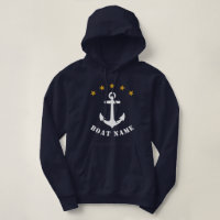 Classic Anchor Gold Star Boat Name Navy