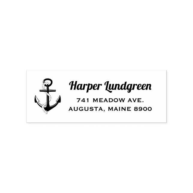 Classic Anchor Nautical Custom Return Address Rubber Stamp (Imprint)