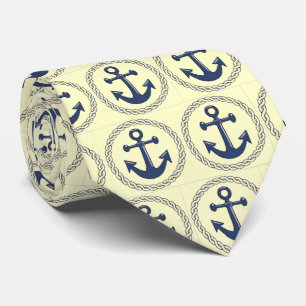 Classic Anchor Patterned Two Sided Tie