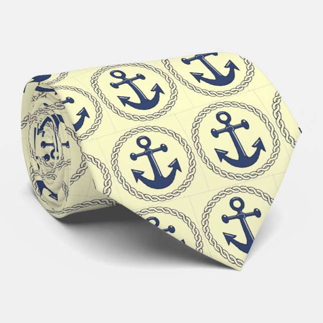 Classic Anchor Patterned Two Sided Tie (Rolled)
