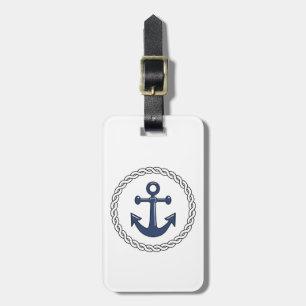 Classic Anchor White Personalised Luggage Tag