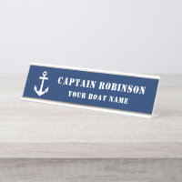 Classic Anchor Your Captain Title Boat Name Navy