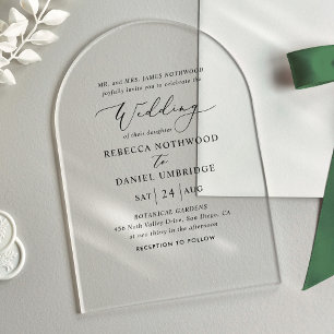 Classic and Chic Arch Wedding Acrylic Invitations