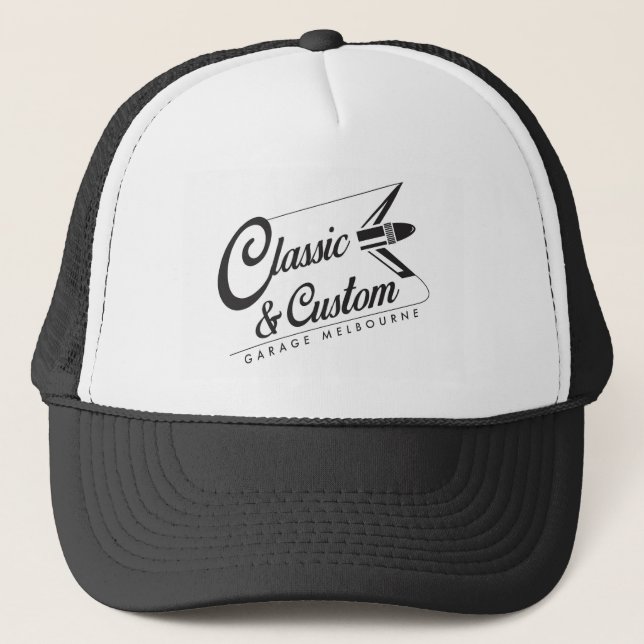 classic and custom garage trucker hat (Front)