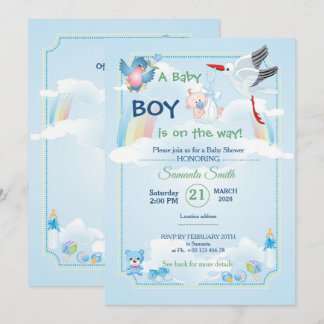 Classic and cute Stork Baby Shower Invitation