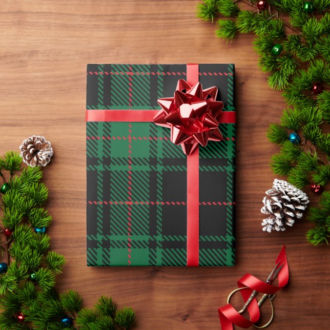 Classic and Elegant Dark Green Tartan Holiday Wrapping Paper (Holiday Gift)