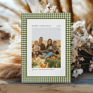 Classic and Elegant Gingham Family Photo Holiday Card