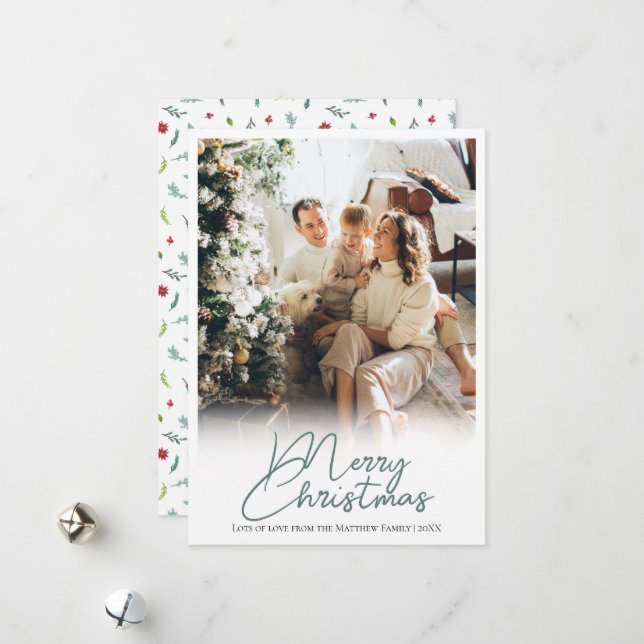 Classic and Elegant Traditional Family Christmas H Holiday Card (Front/Back In Situ)