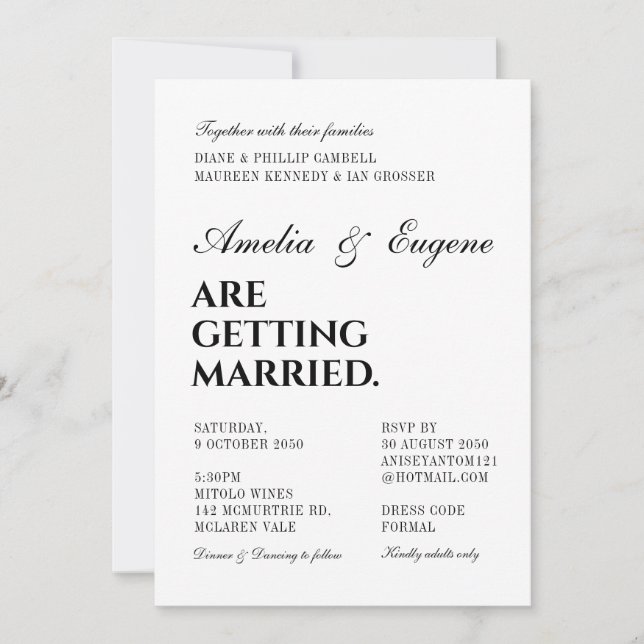 Classic and Elegant Wedding Ceremony Invitation (Front)