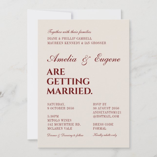 Classic and Elegant Wedding Ceremony Invitation (Front)