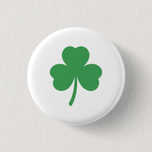 Classic and Lucky Three Leaf Clover Round Button  (Front)