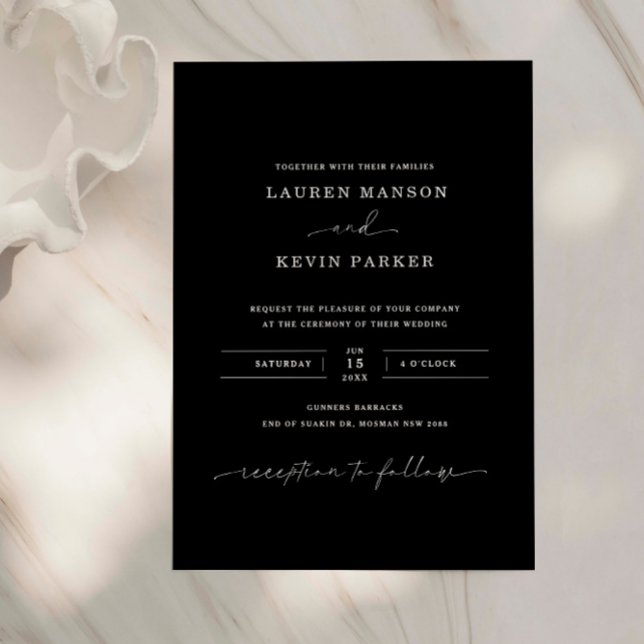 Classic and minimalist black and white wedding invitation (Creator Uploaded)
