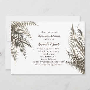 Classic and Natural Palm Leaves Rehearsal Dinner Invitation