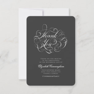Classic and Simple Calligraphy Memorial Thank You Card
