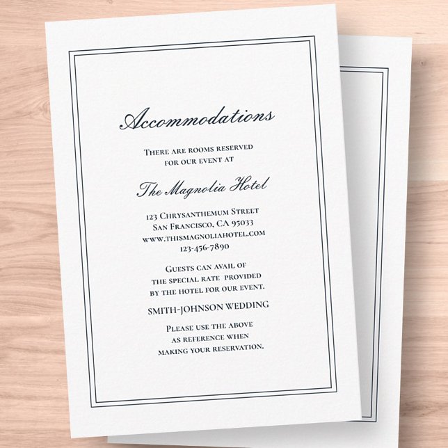 Classic and Simple Elegant Wedding Accommodation Enclosure Card (Creator Uploaded)