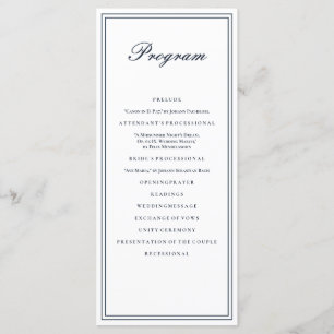 Classic and Simple Elegant Wedding Program