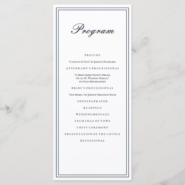 Classic and Simple Elegant Wedding Program (Front)